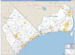Myrtle Beach-Conway-North Myrtle Beach Metro Area Wall Map Basic Style 2026